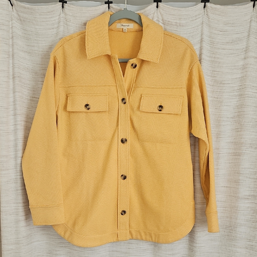 Madewell Brushed Herringbone Knit Shirt Jacket Size XS Oversized
